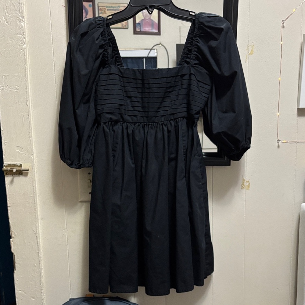 Abercrombie & Fitch Black Mini Dress with Puff Sleeves